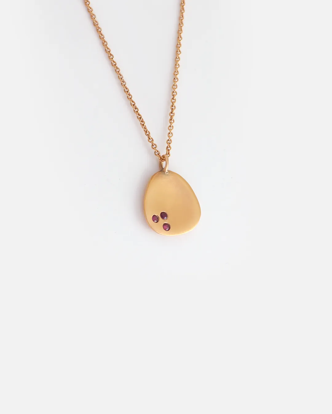 Leaf / Small Rose Gold   Rubies Pendant