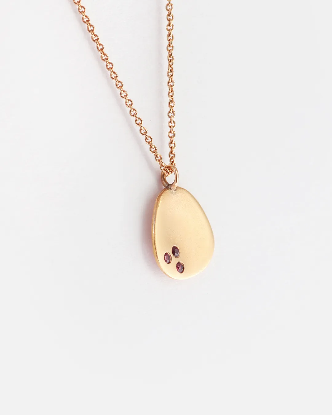 Leaf / Small Rose Gold   Rubies Pendant