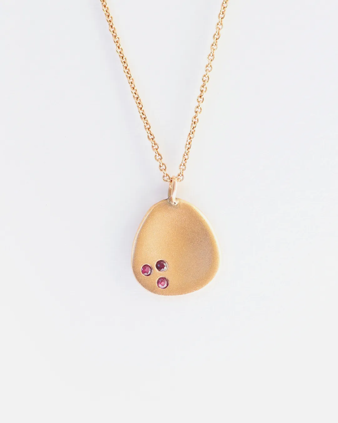 Leaf / Small Rose Gold   Rubies Pendant