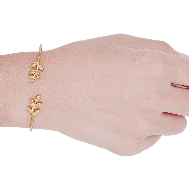 Leaves Gold & Silver Plated Fashion Open Bangle For women