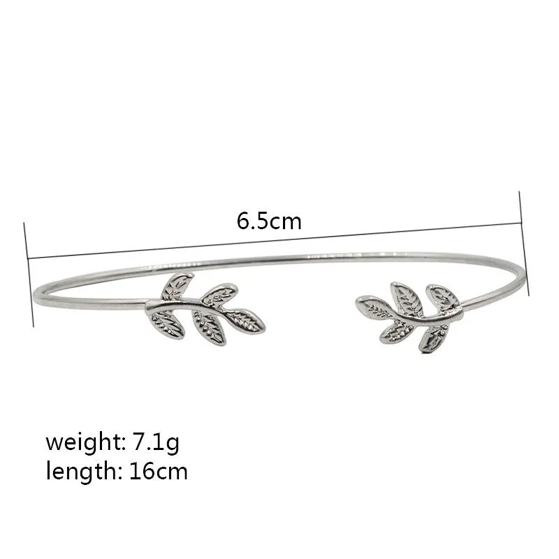 Leaves Gold & Silver Plated Fashion Open Bangle For women