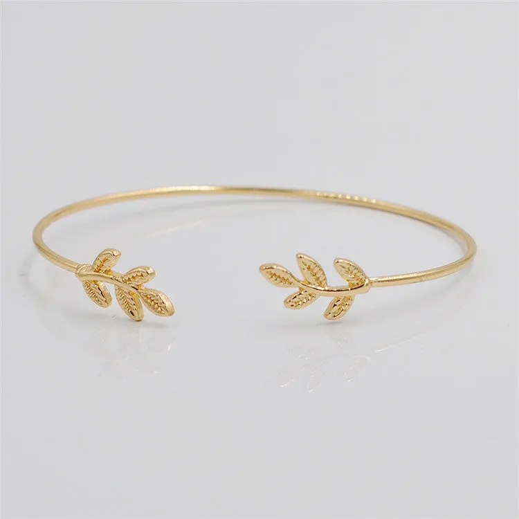 Leaves Gold & Silver Plated Fashion Open Bangle For women