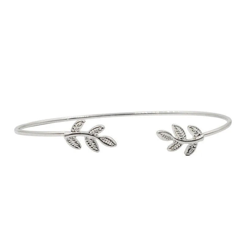 Leaves Gold & Silver Plated Fashion Open Bangle For women