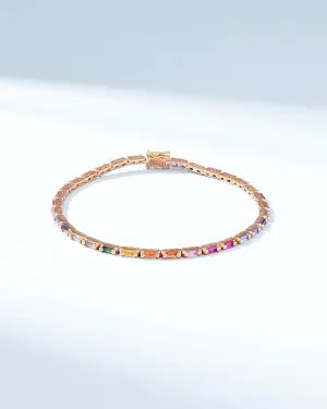 Linear Rainbow Sapphire Tennis Bracelet