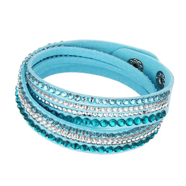 LNRRABC Women Fashion European Charm Rhinestone Crystal  Leather Bracelets & Bangles for Women Friendship bracelet Jewelry Gift