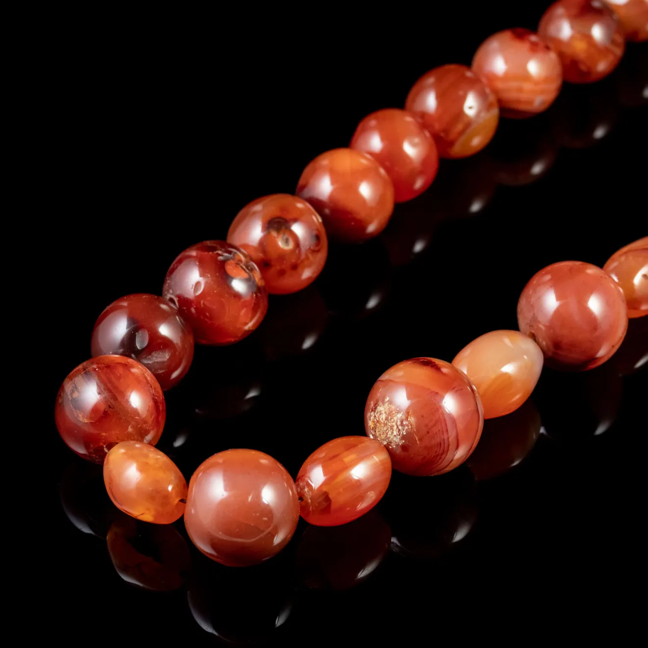 Long Blood Agate Beaded Necklace