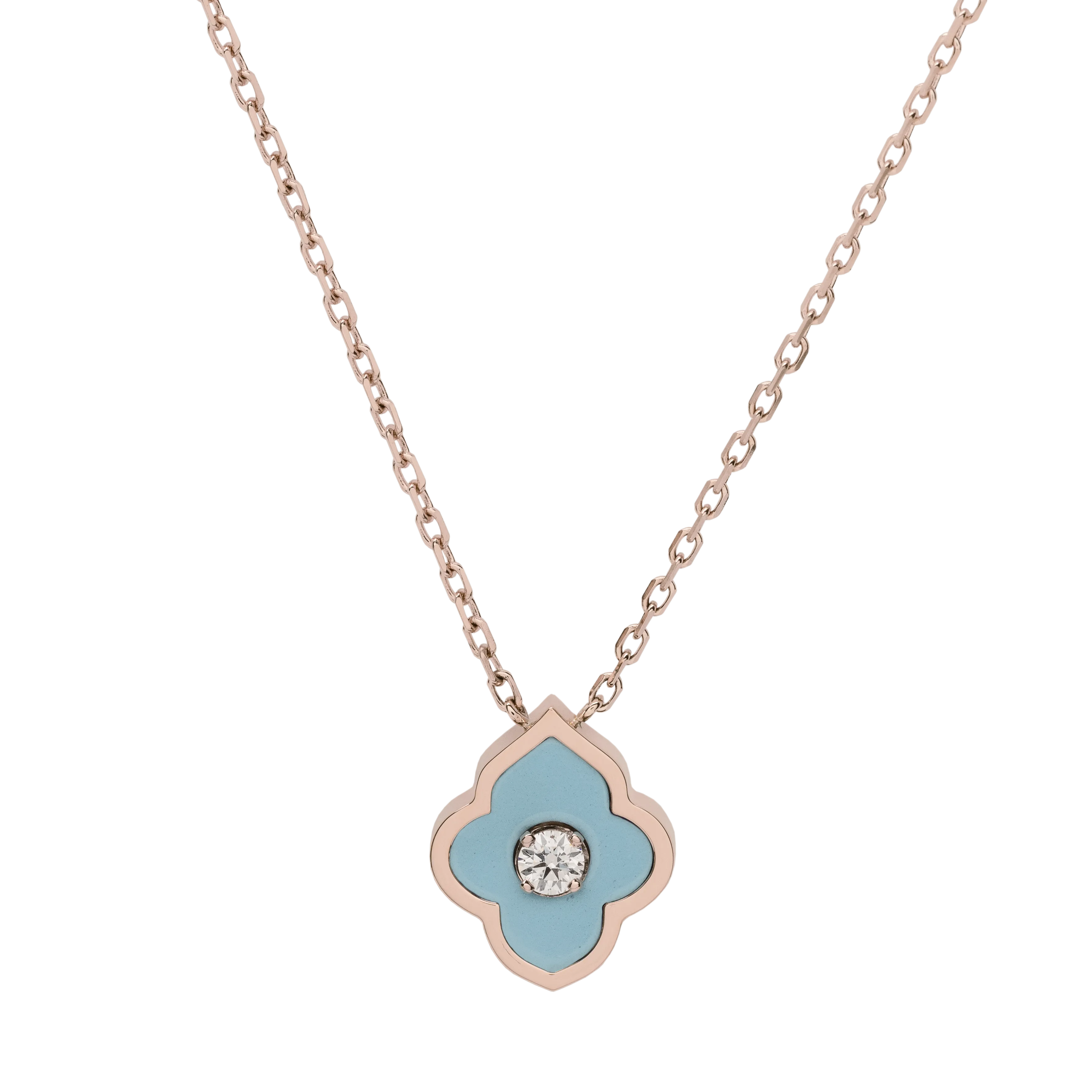 LUCE COLOUR - PENDANT ROSE GOLD TURQUOISE & 1 DIAMOND S