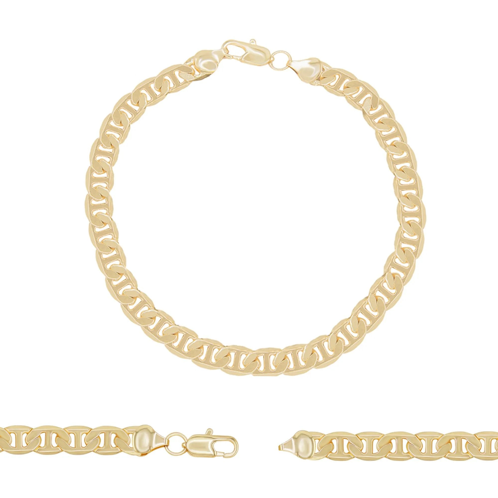 Mariner Chain 14K Gold Filled Bracelet 8.5" Lobster Claw Clasp Jewelry Gift for Men 6.8 mm