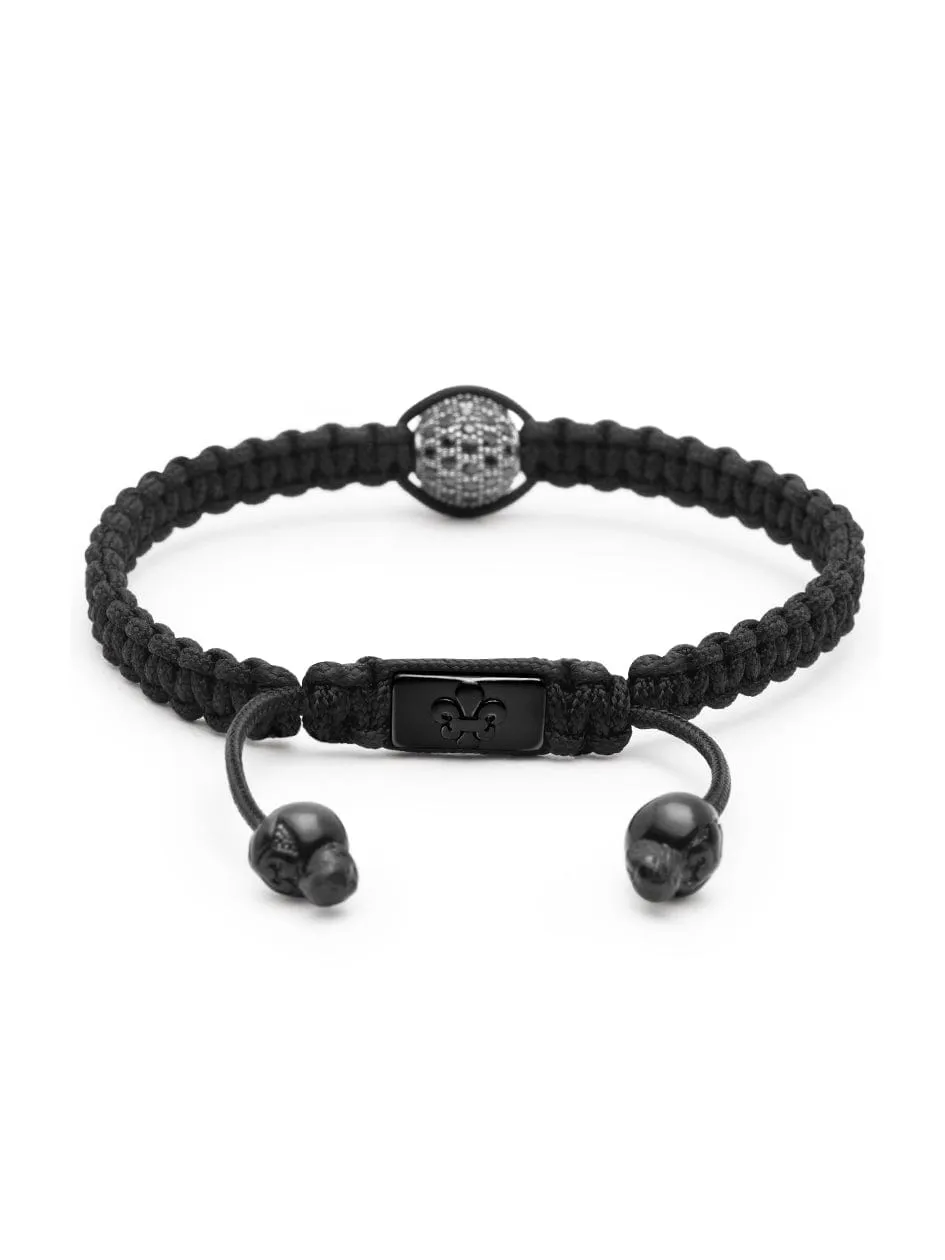 Men's Black String Bracelet with Black CZ Bead