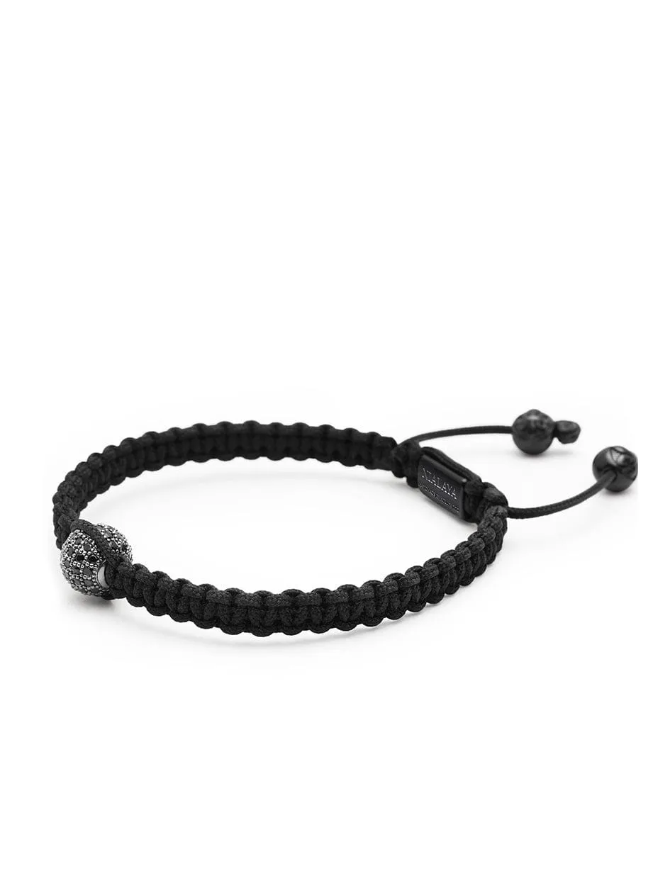 Men's Black String Bracelet with Black CZ Bead