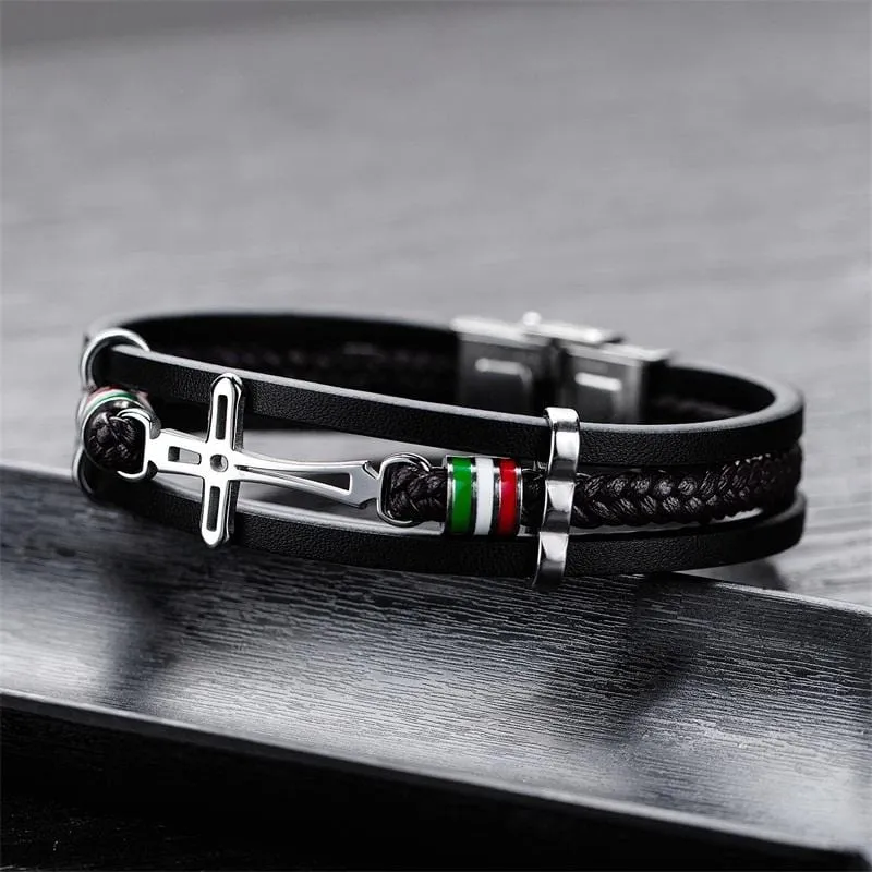 Men's Cross Bracelet <br> Elegant Sideways Cross