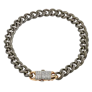 Men's Titanium Bracelet In 14k Gold With Diamonds