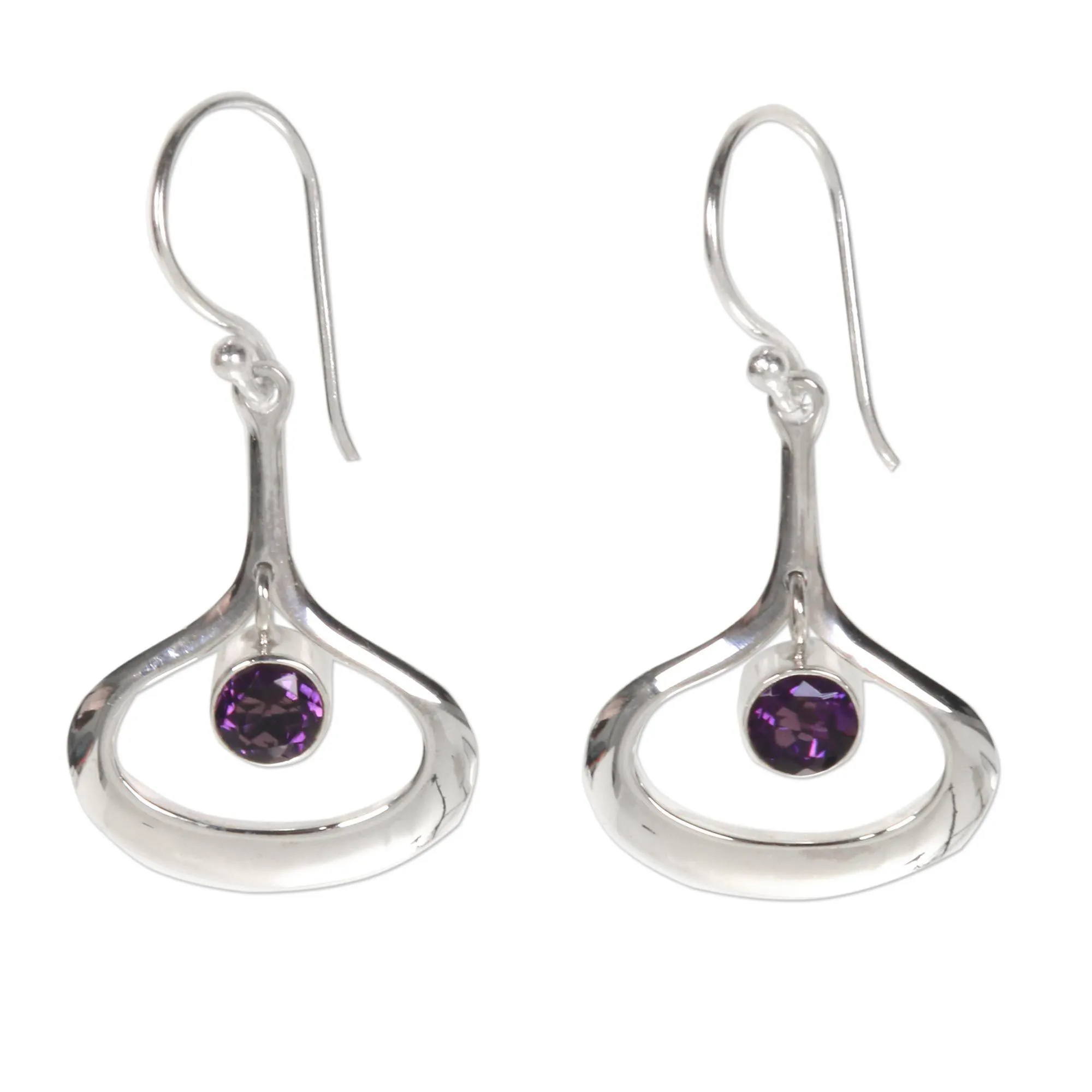 Minimalist Raindrop Amethyst Earrings