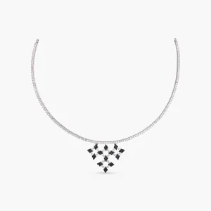 Monochrome Play CZ Silver Cuff Necklace