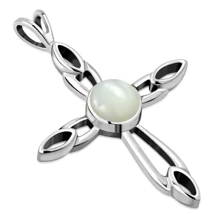 Mother of Pearl Silver Cross Pendant