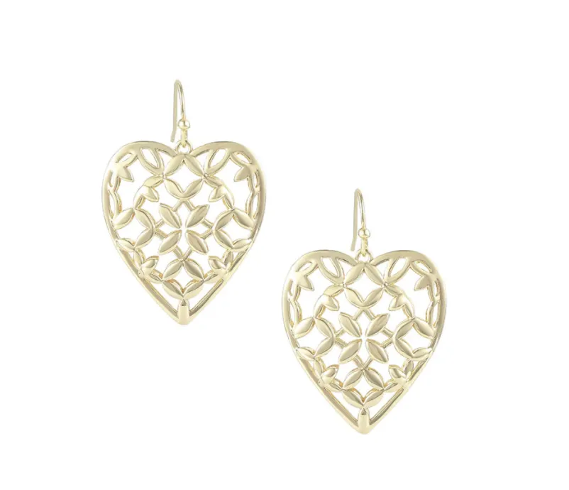 Natalie Wood - Adorned Heart Drop Earrings Gold