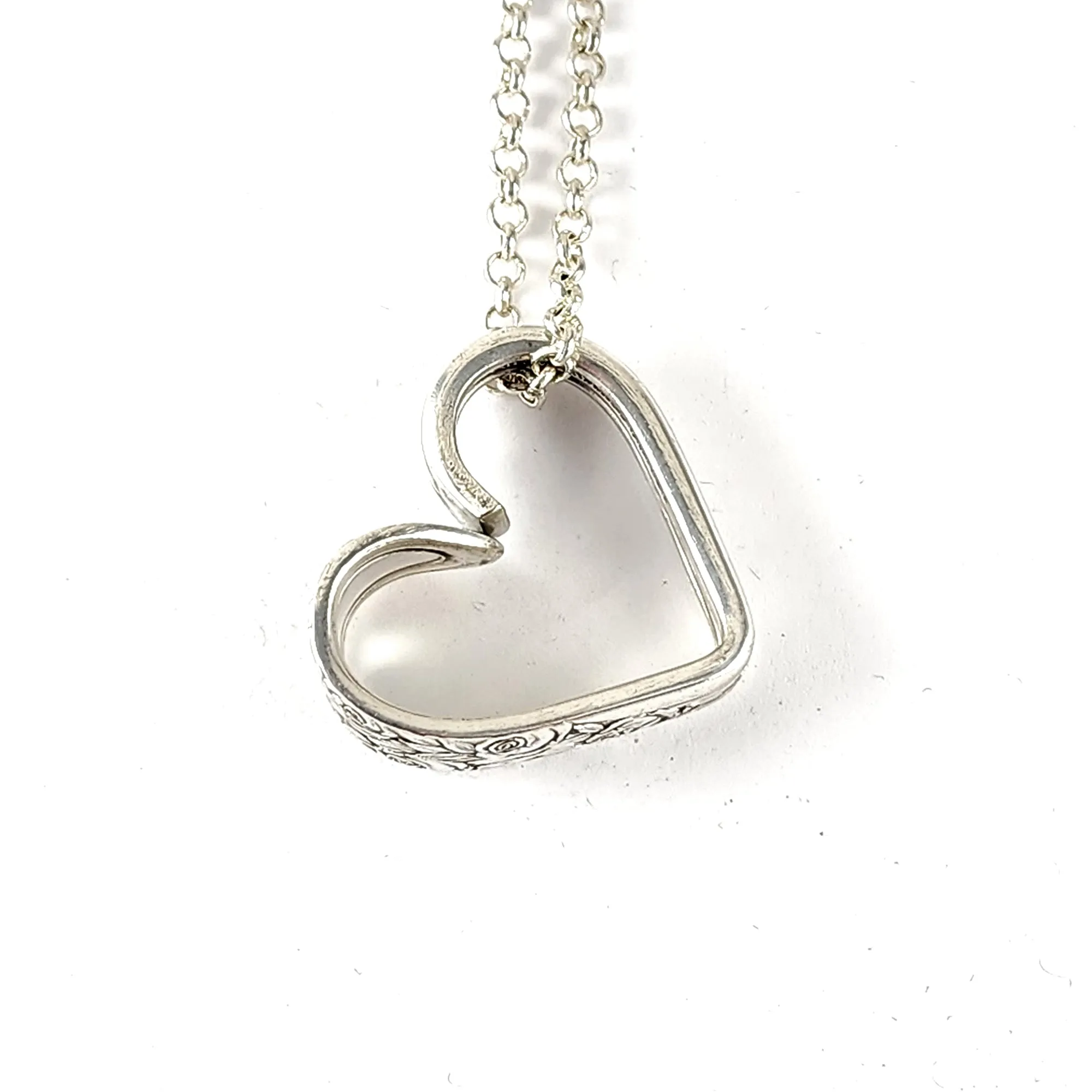 National Rose & Leaf Floating Heart Spoon Necklace