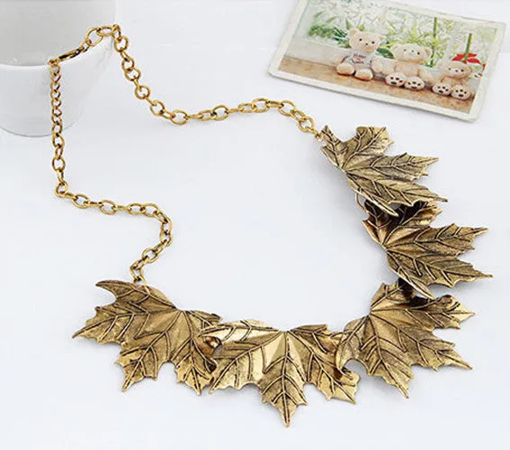 New Choker Bib Statement Necklace Girl Chian necklaces For Women Vintage Korea Leaves Pendant Necklace Jewelry collares