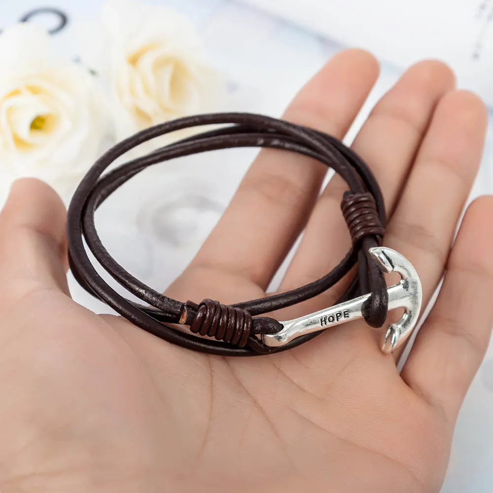 New leather bracelet anchor bracelet pulsera hombre men jewelry pulsera ancla Charms bracelets & Bangles man gift bracelet cuir