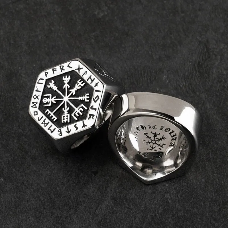 ODIN  Classic Viking Compass Rune Ring for Men