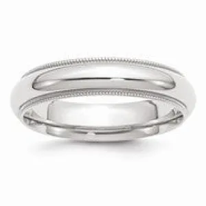 Palladium Milgrain Comfort Fit 5mm Wedding Band Ring