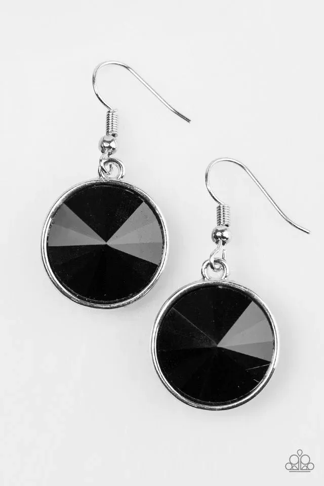 Paparazzi Earring ~ Classy and Glassy - Black