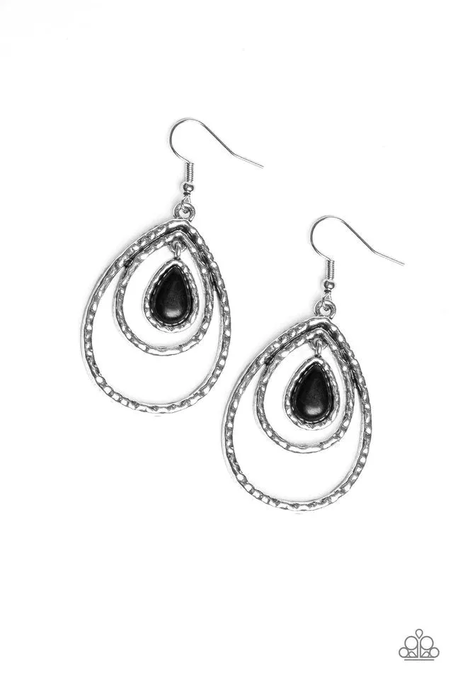 Paparazzi Earring ~ Desert Tempest - Black