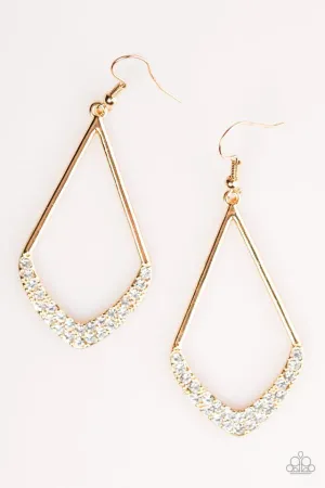 Paparazzi Earring ~ Double Dip - Gold