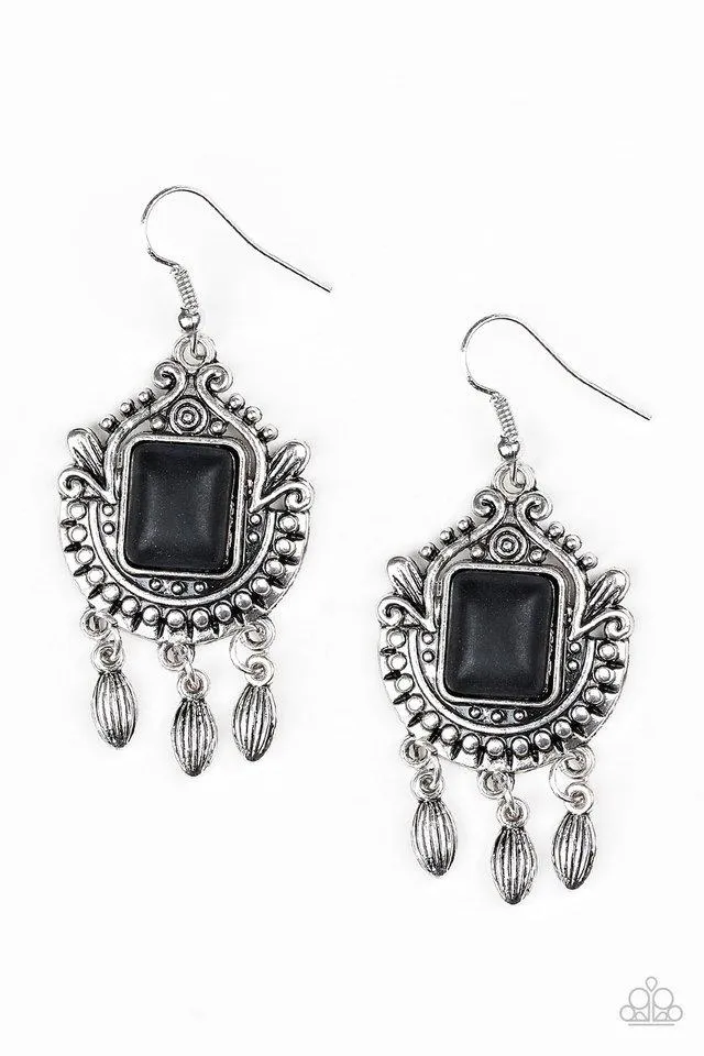 Paparazzi Earring ~ Open Pastures - Black