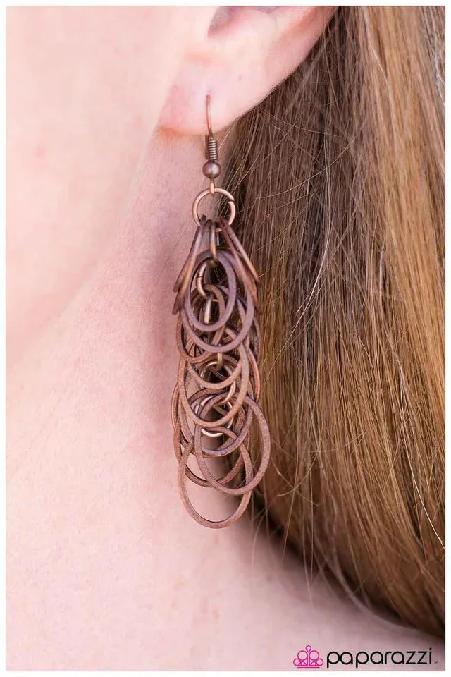 Paparazzi Earring ~ Over the Top - Copper