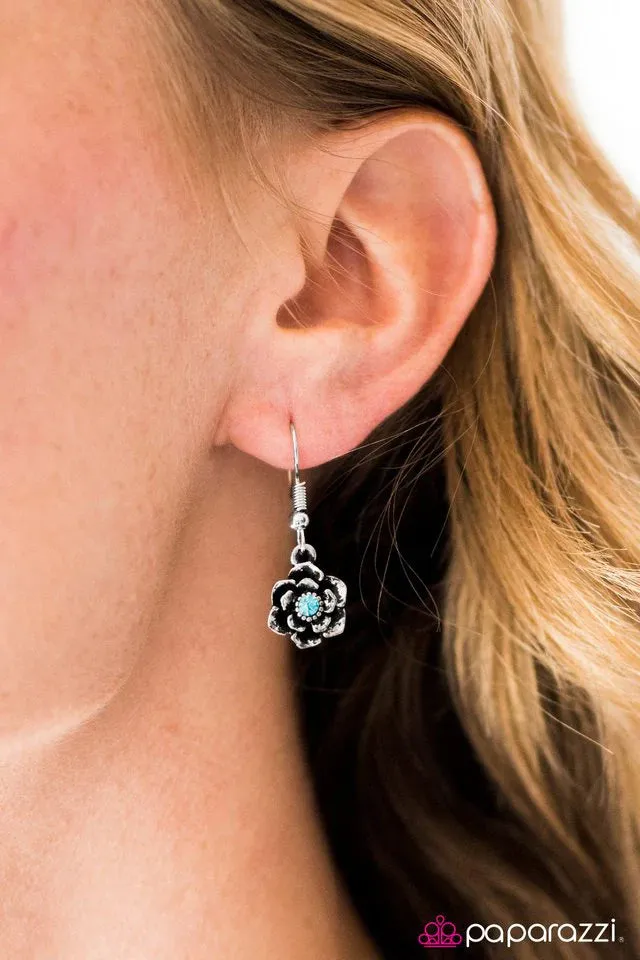 Paparazzi Earring ~ Where The Flowers Bloom - Blue