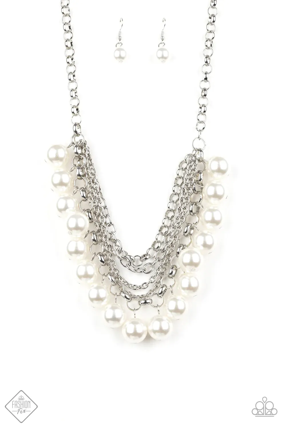 Paparazzi Necklace ~ One-Way WALL STREET  - White