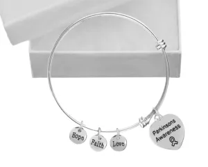 Parkinson's Disease Awareness Heart Retractable Charm Bracelets