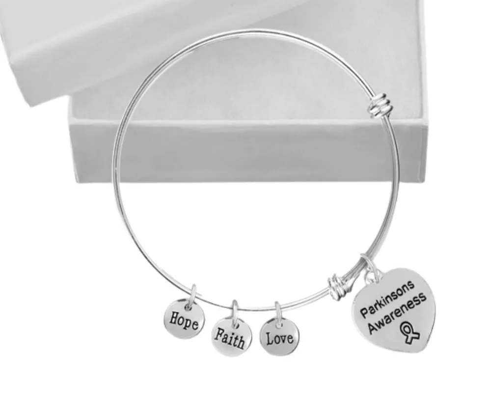 Parkinson's Disease Awareness Heart Retractable Charm Bracelets