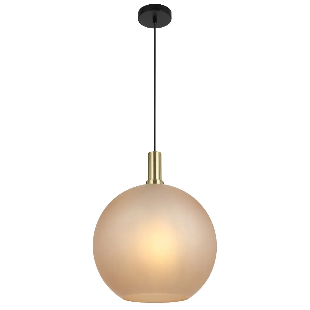 Patino 40cm Gold and Black with Amber Glass Modern Pendant