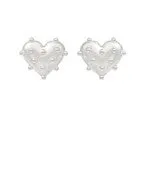 Pearl Deco Metal Heart Earrings