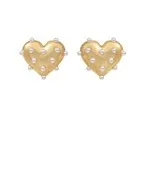 Pearl Deco Metal Heart Earrings