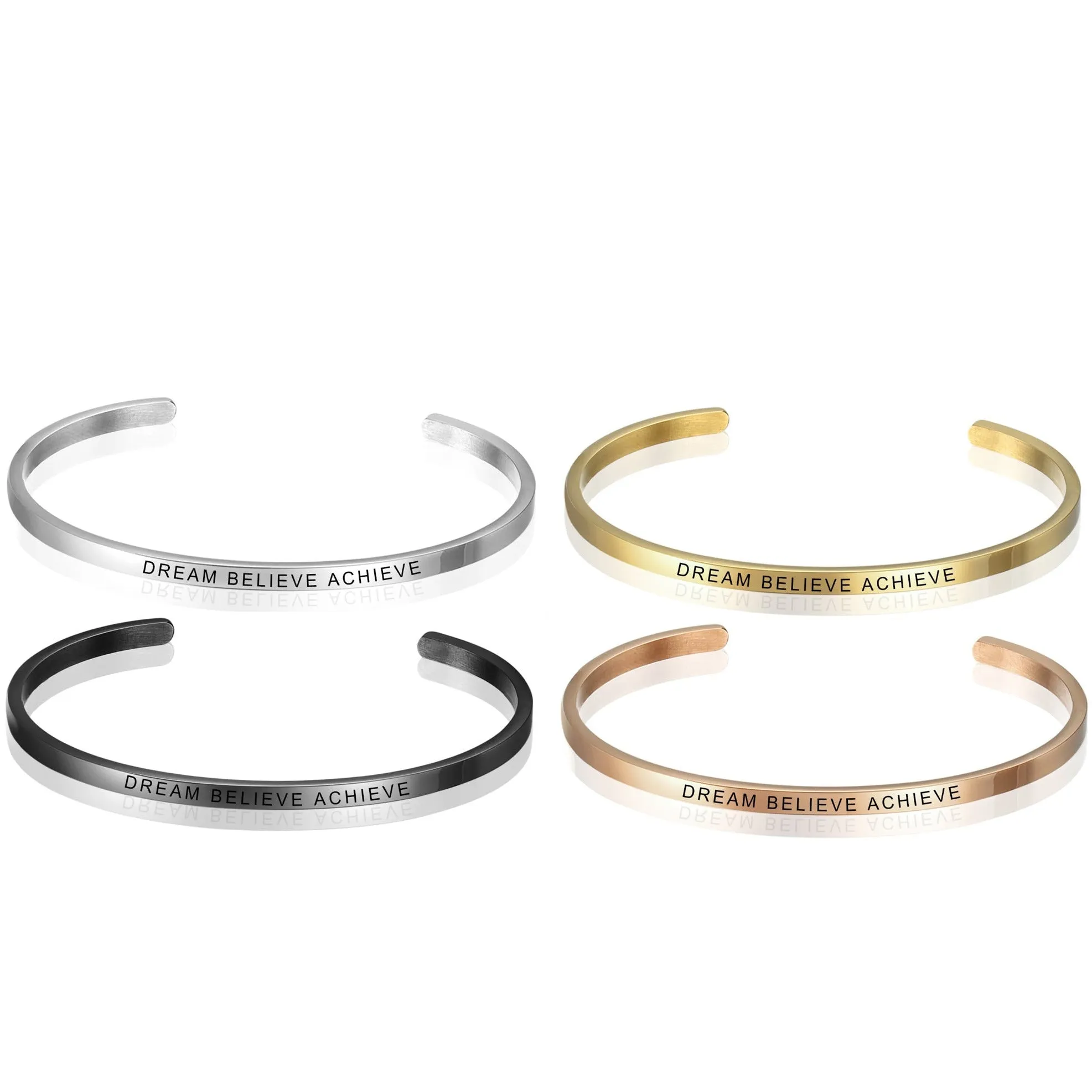 Personalized Engraved Cuff Bar Bracelet - Silver, Black, Gold or Rose Gold