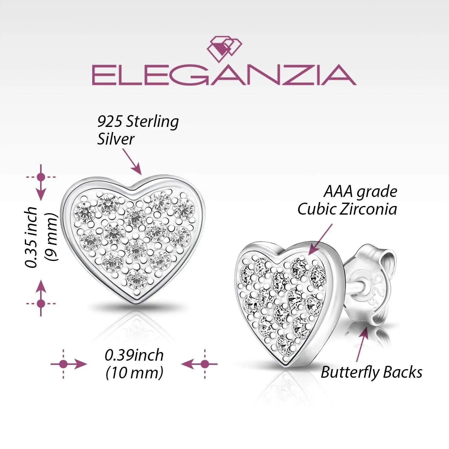 Petite Sterling Silver Heart Earrings Studs