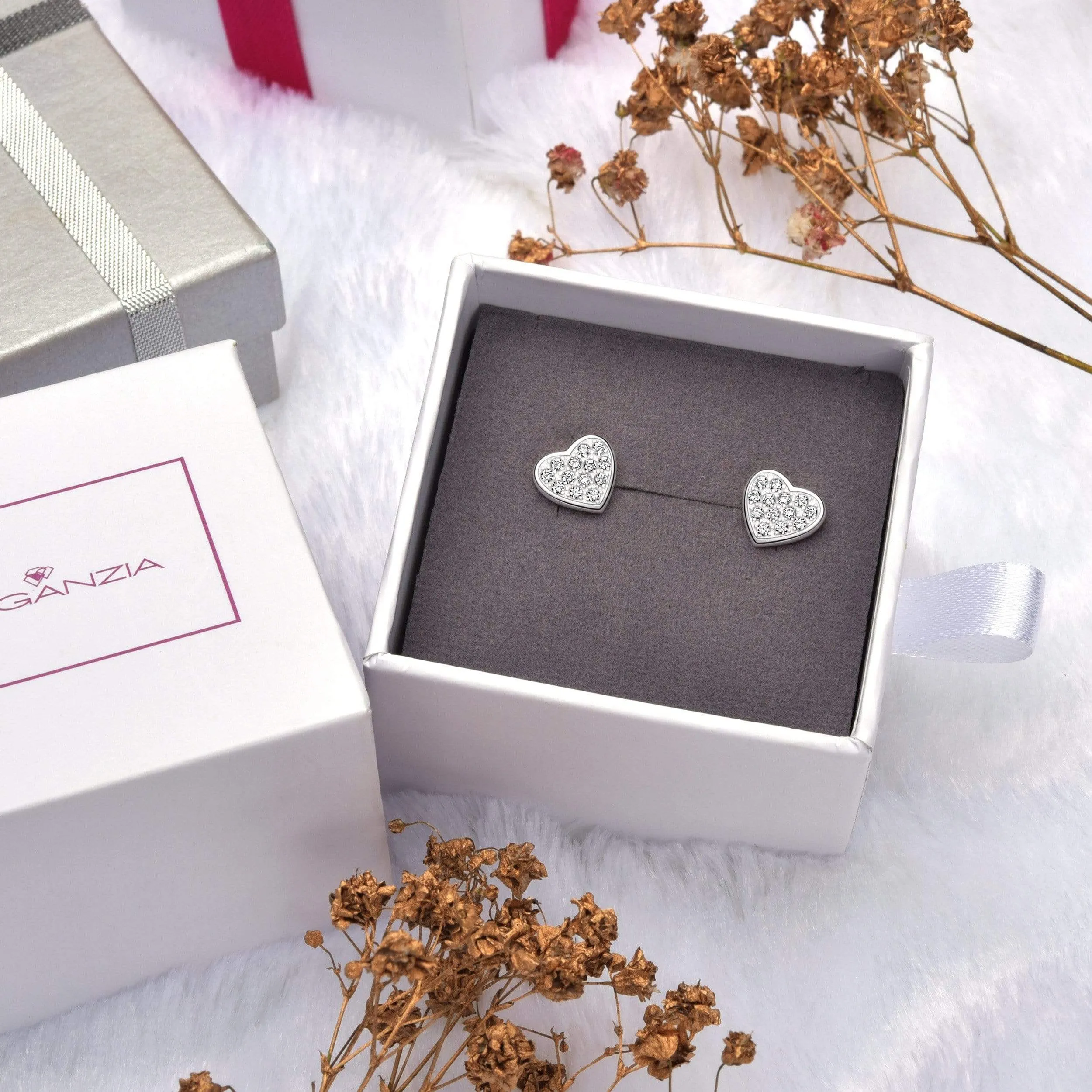 Petite Sterling Silver Heart Earrings Studs