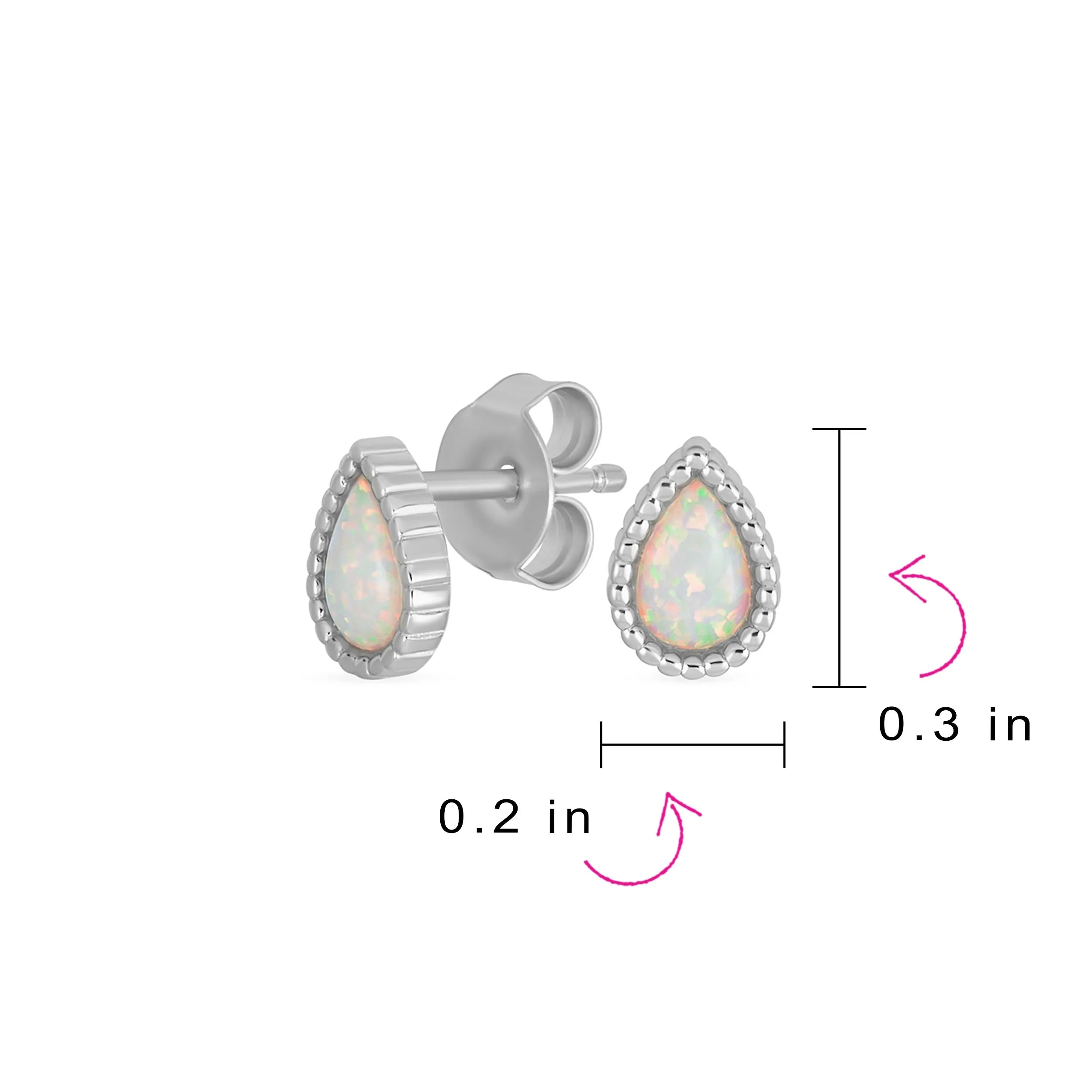 Petite White Opal Stud Earrings in Sterling Silver - October Birthstone Jewelry