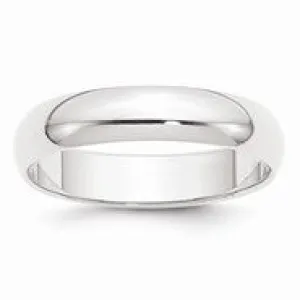 Platinum 5mm Half-Round Featherweight Wedding Band Ring