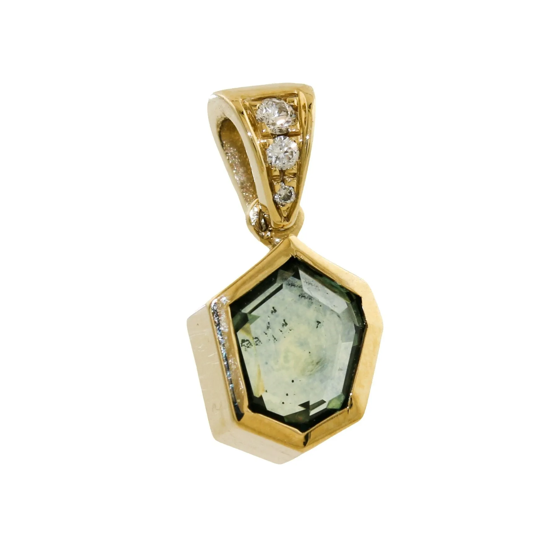 Portrait Cut Montana Sapphire Pendant 14k