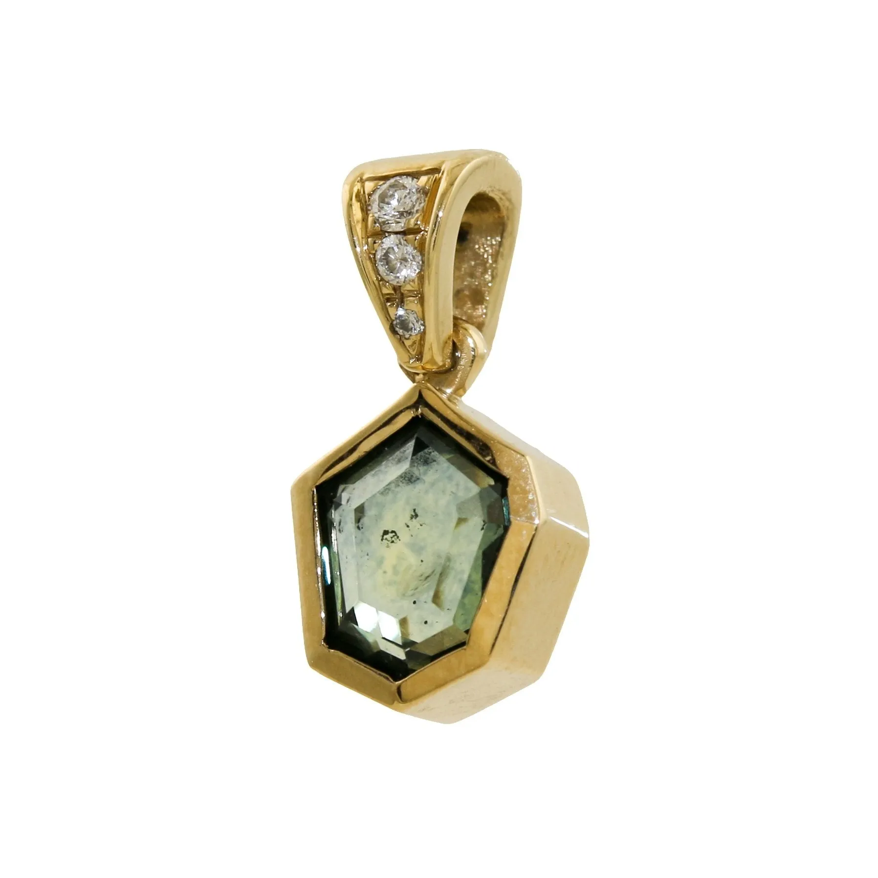 Portrait Cut Montana Sapphire Pendant 14k