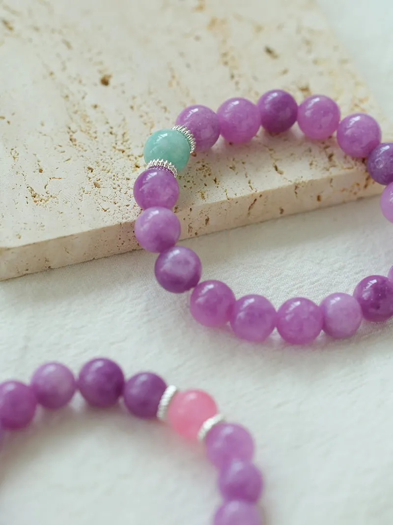 Purple Grapestone Elastic Beaded Bracelet