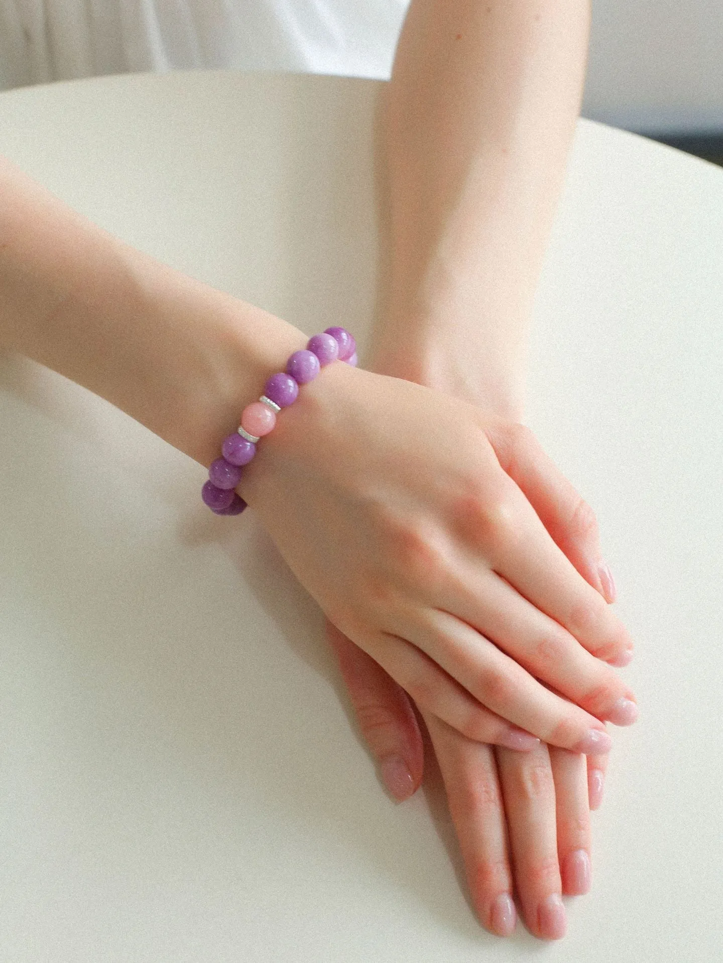 Purple Grapestone Elastic Beaded Bracelet