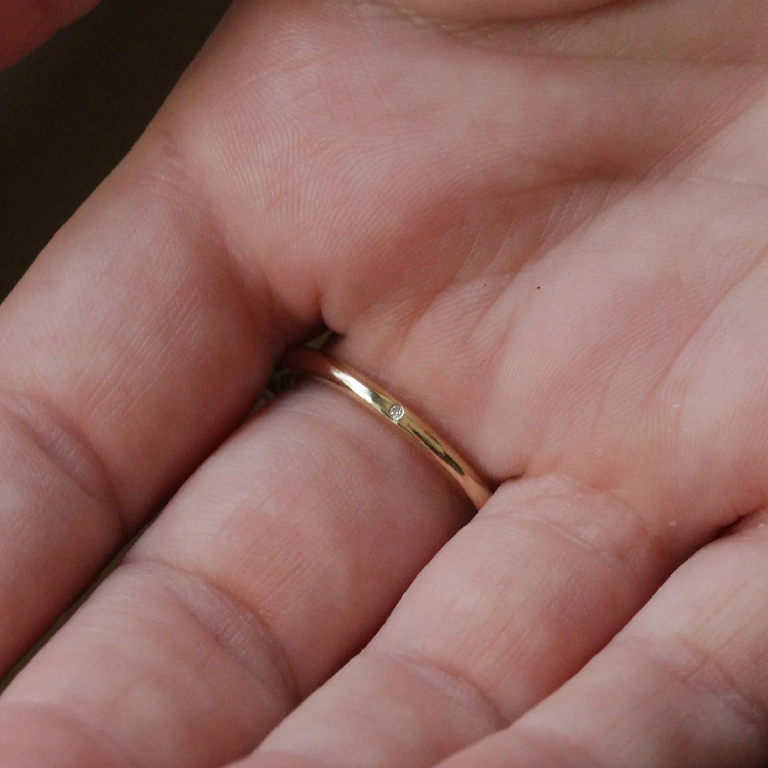 Queen E Gold Ring with White Diamonds