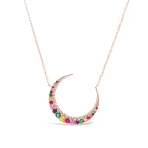 Rainbow Crescent Moon Necklace