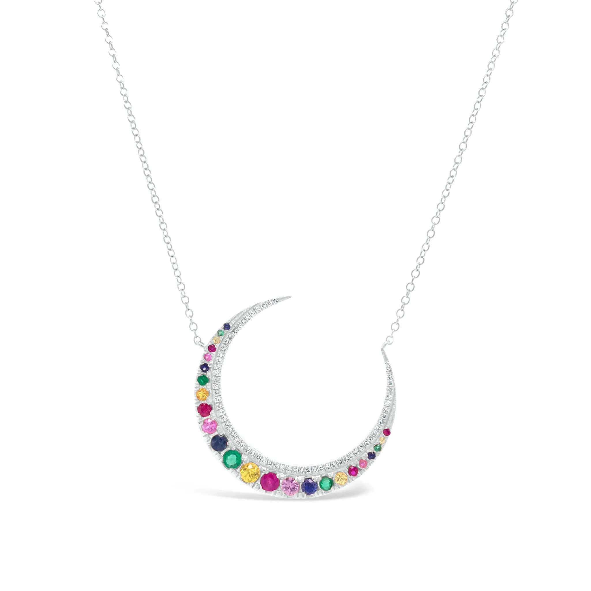 Rainbow Crescent Moon Necklace