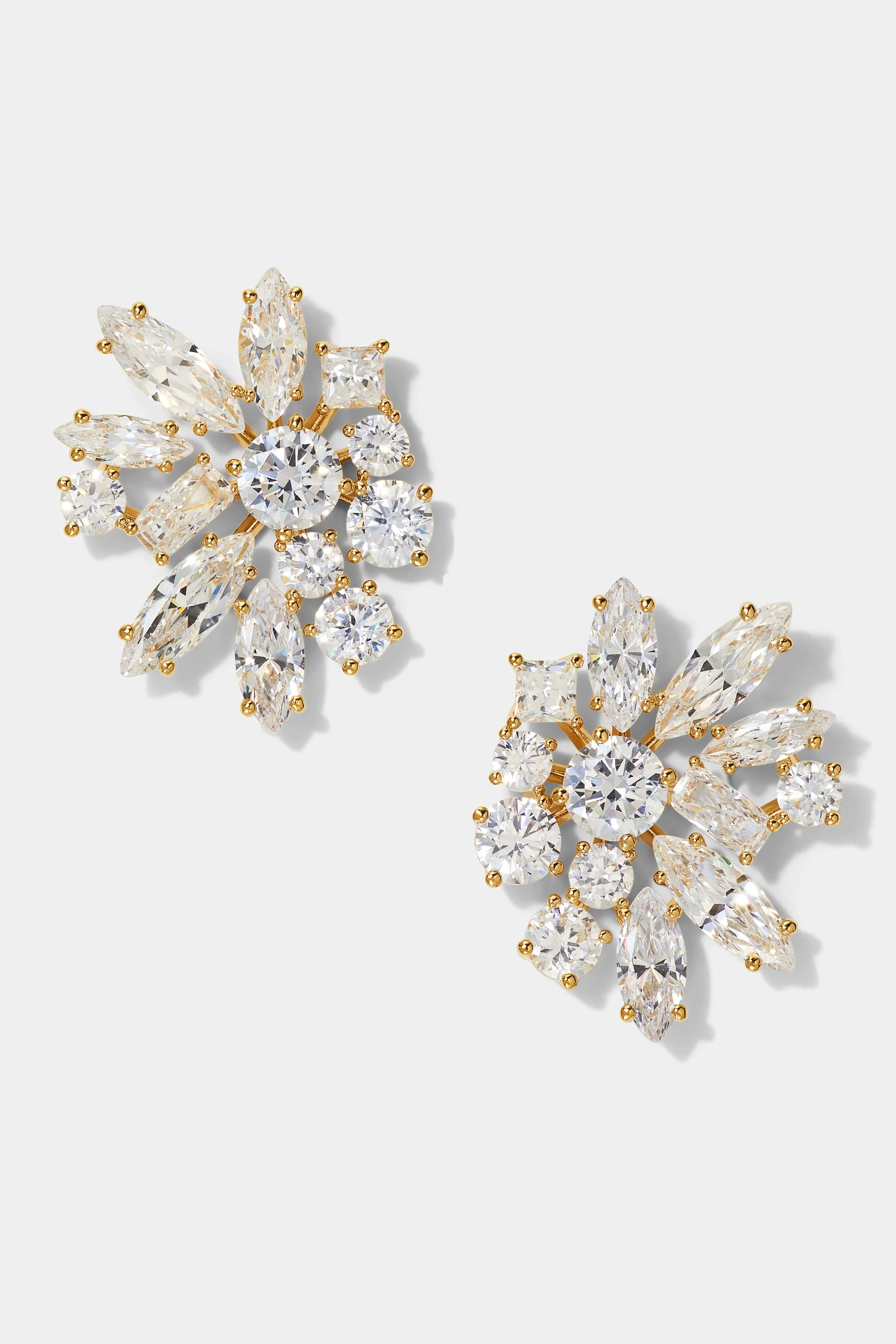 RARE JEWELS LARGE CLUSTER CZ STUD EARRINGS